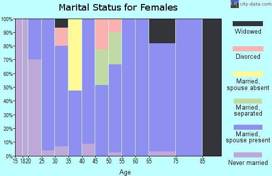 Zip code 43932 marital status for females