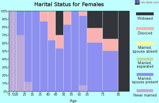 Zip code 43946 marital status for females