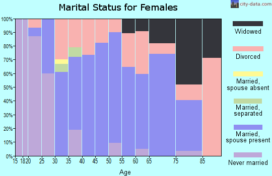 Zip code 45383 marital status for females