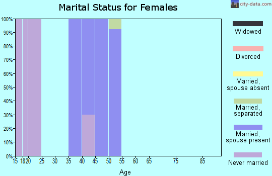 Zip code 45384 marital status for females
