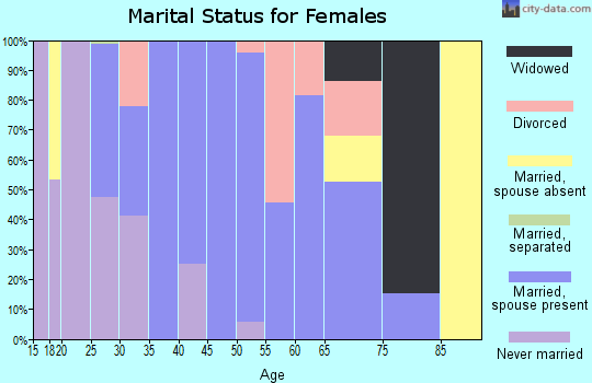 Zip code 45616 marital status for females