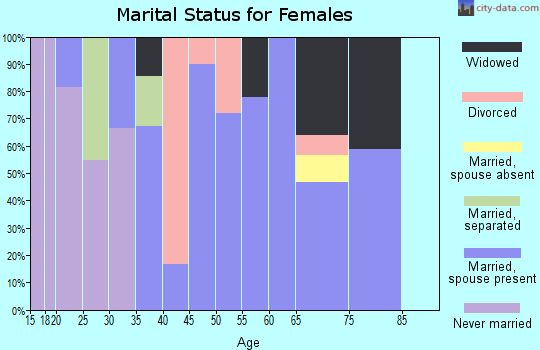 Zip code 45645 marital status for females