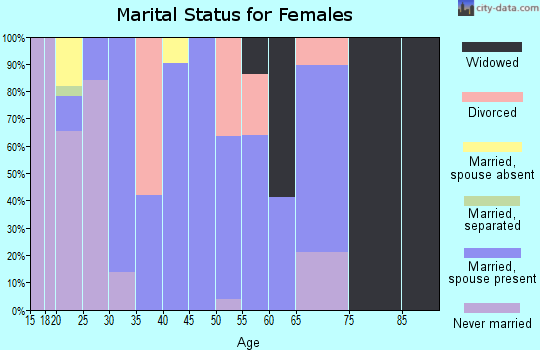 Zip code 45685 marital status for females