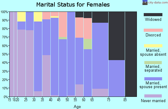 Zip code 46031 marital status for females