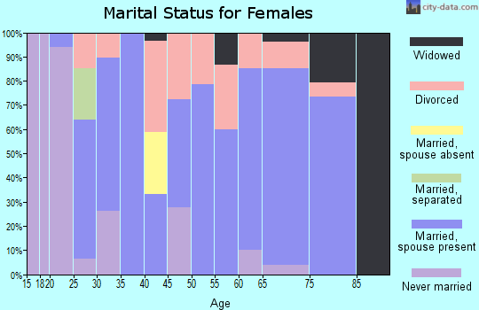 Zip code 46035 marital status for females