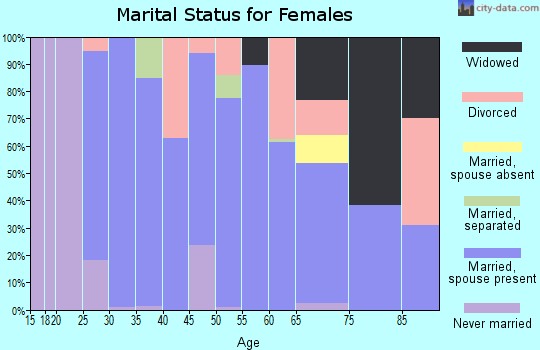 Zip code 46126 marital status for females