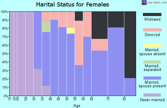 Zip code 46349 marital status for females