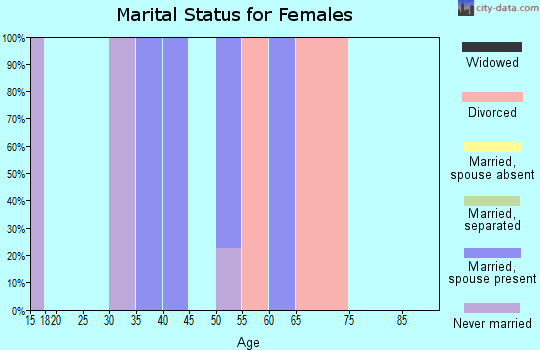 Zip code 46393 marital status for females