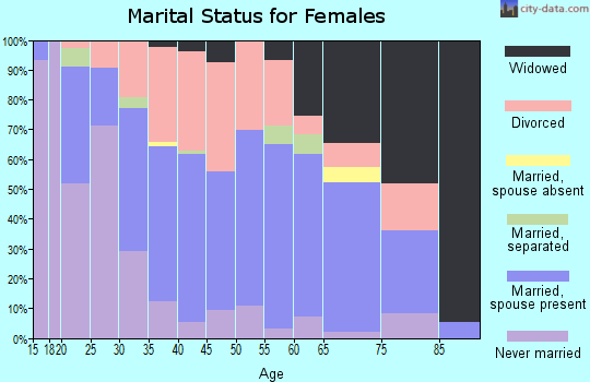 Zip code 46405 marital status for females