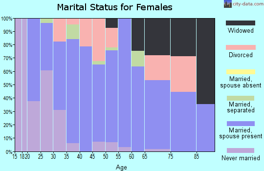 Zip code 46555 marital status for females