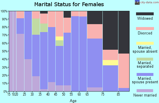 Zip code 46721 marital status for females