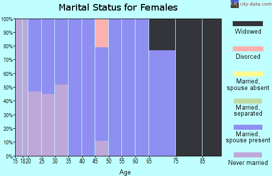 Zip code 46763 marital status for females