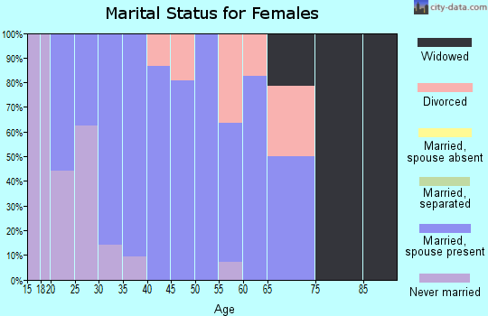 Zip code 46779 marital status for females