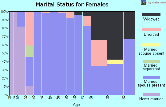 Zip code 46911 marital status for females