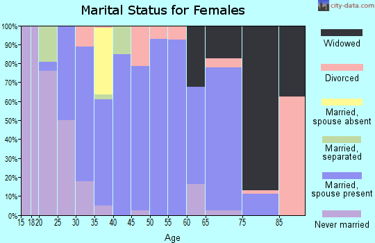 Zip code 46974 marital status for females