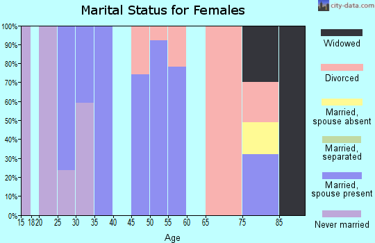 Zip code 46985 marital status for females