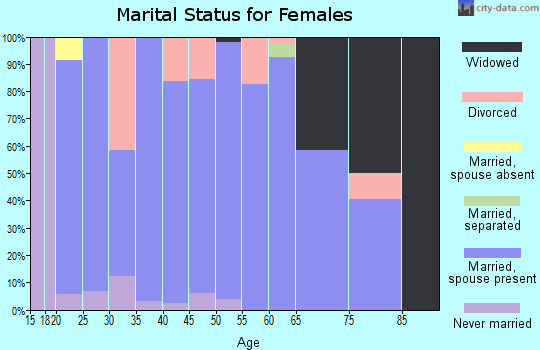 Zip code 46986 marital status for females