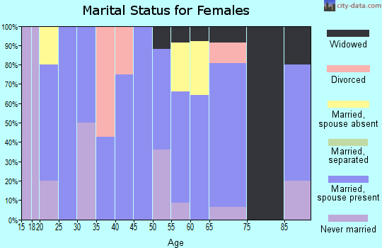 Zip code 46987 marital status for females