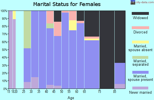 Zip code 47342 marital status for females