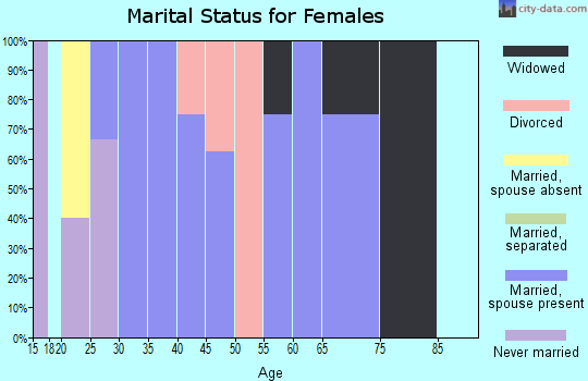 Zip code 47381 marital status for females