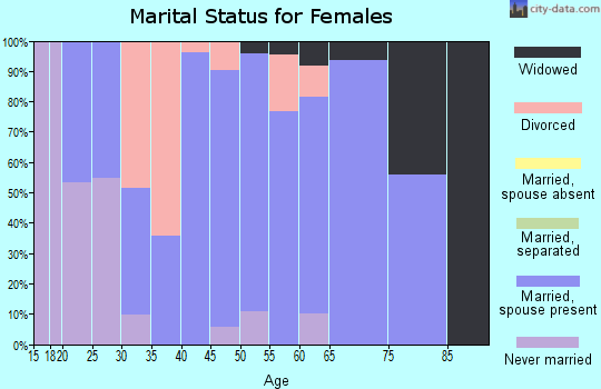Zip code 47384 marital status for females