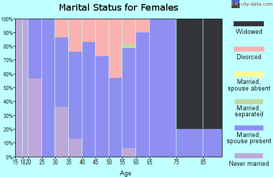 Zip code 47386 marital status for females