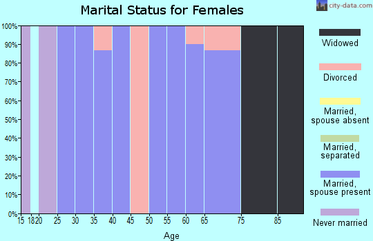 Zip code 47881 marital status for females