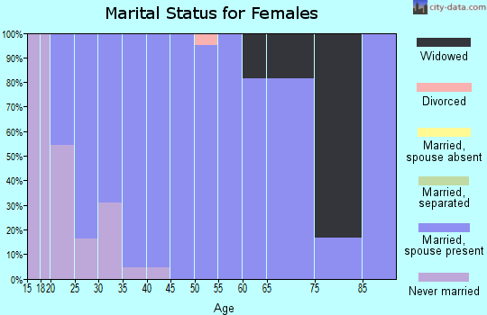 Zip code 58042 marital status for females