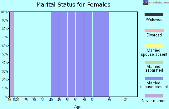 Zip code 58363 marital status for females