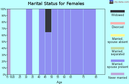 Zip code 58386 marital status for females