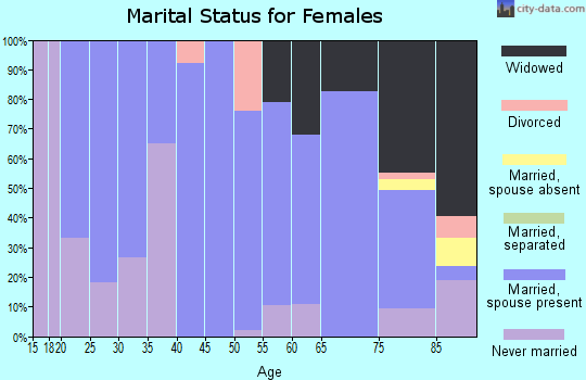 Zip code 58413 marital status for females