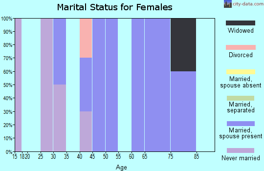 Zip code 58431 marital status for females