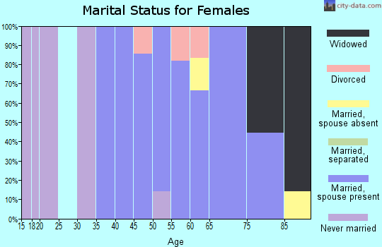Zip code 58483 marital status for females
