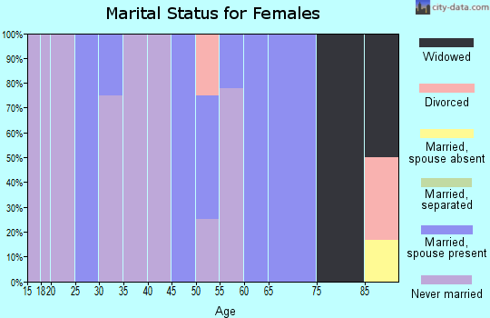 Zip code 58632 marital status for females