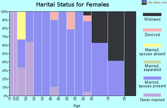 Zip code 58653 marital status for females