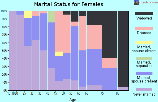 Zip code 60155 marital status for females