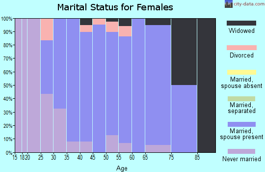 Zip code 60184 marital status for females