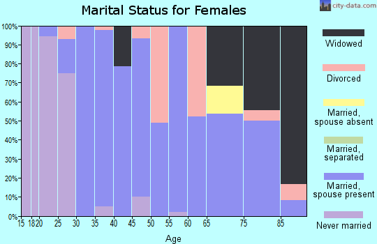 Zip code 61070 marital status for females