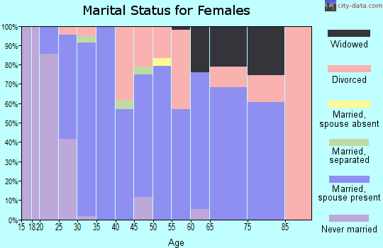 Zip code 61084 marital status for females