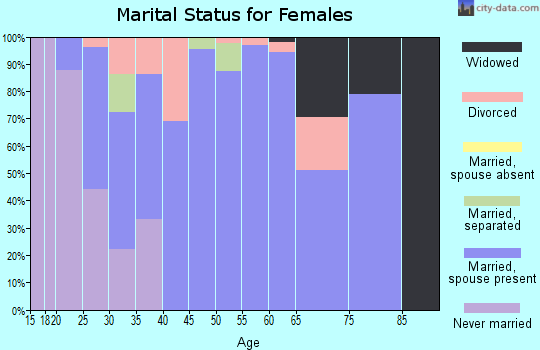Zip code 61565 marital status for females