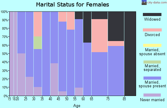 Zip code 62611 marital status for females