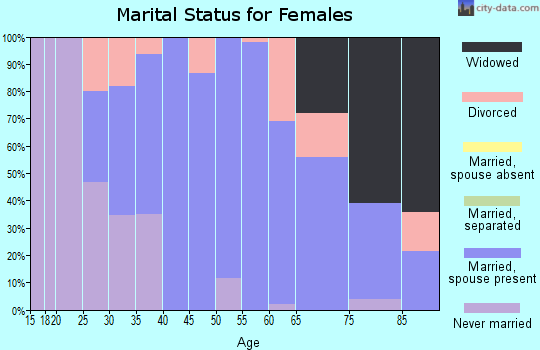 Zip code 62612 marital status for females