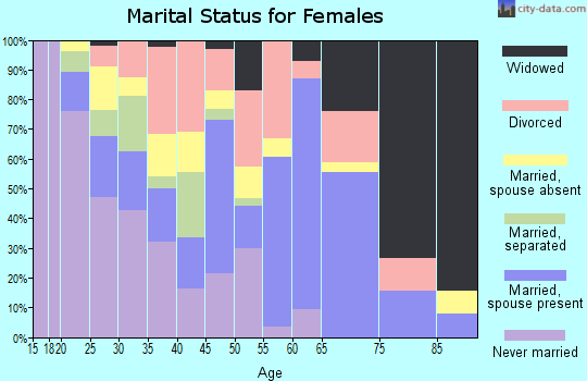 Zip code 63382 marital status for females