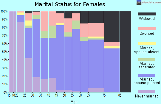 Zip code 63383 marital status for females