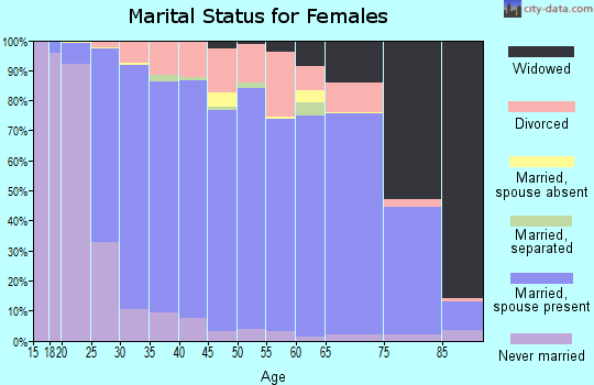 Zip code 63385 marital status for females