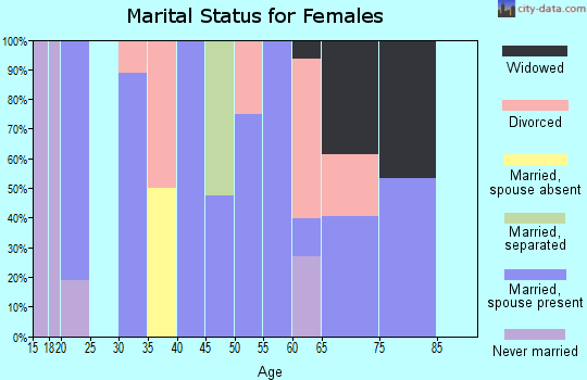 Zip code 63636 marital status for females