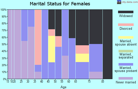 Zip code 63882 marital status for females