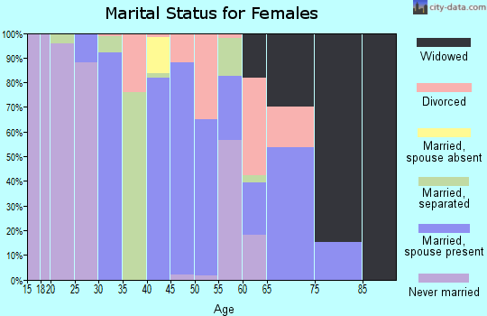 Zip code 63961 marital status for females