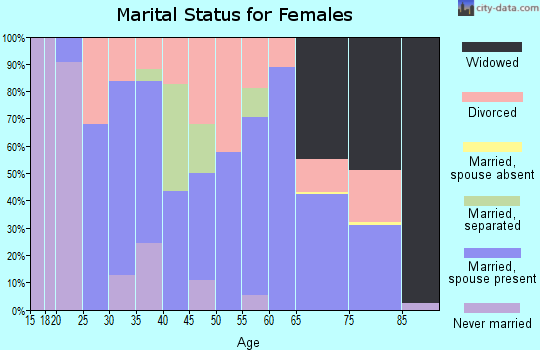 Zip code 63965 marital status for females