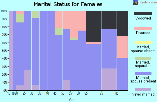 Zip code 65571 marital status for females